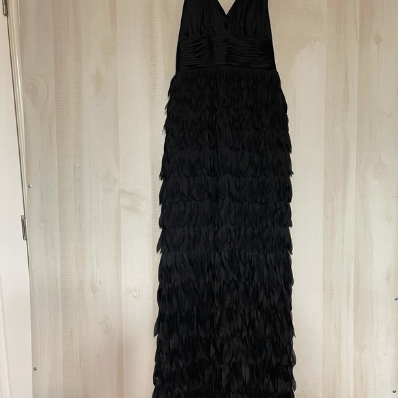 JS Collections black halter feather formal dress 2 - Picture 4 of 16